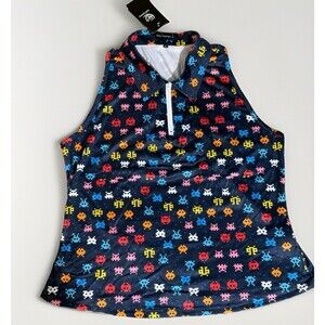 NWT Golf Gentry Womens Racerback Tank Top XL Space Invaders Sleeveless